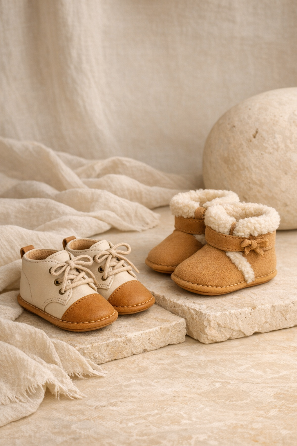 Baby shoes photographed as a private label footwear manufacturing category example