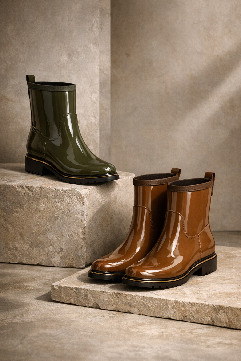 Rain boots photographed as a private label shoe manufacturer category example