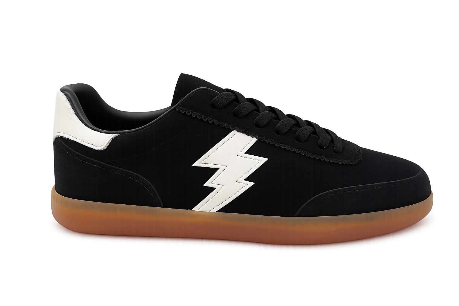 Black suede sneaker shown as a white label ready-to-brand style