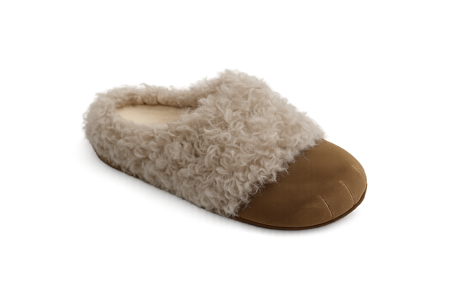 Textured shearling slide